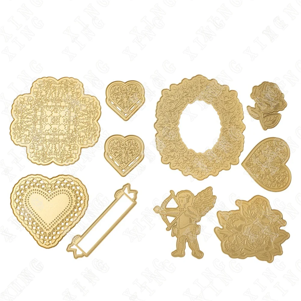 

Cupid's Arrow Love Flower Arrival Metal Cutting Dies Scrapbook Diary Decoration Embossing Template DIY Greeting Card Handmade