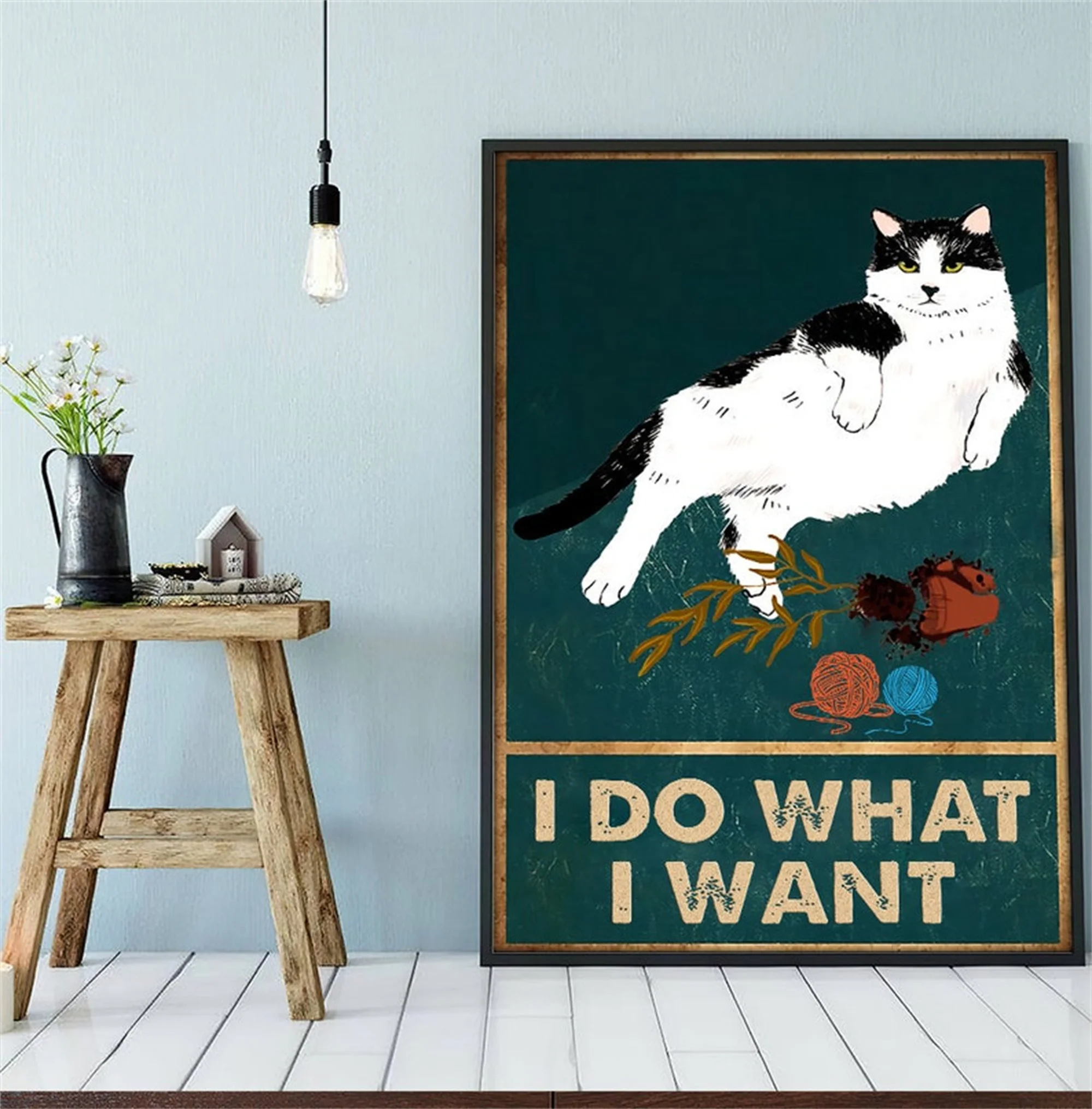 

I Do What I Want Poster for Cat Moms Cute Cat Print Wall Art Cat Lover Gift Canvas Painting Pictures Living Room Home Decor