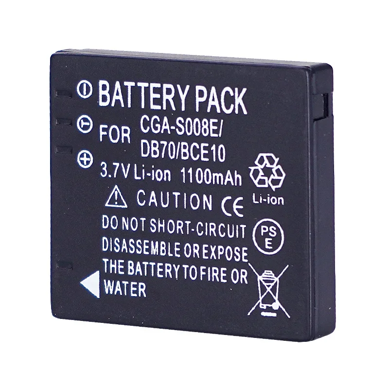 CGA-S008E Battery 1100mAh 3.7V for Panasonic DMC-FS3 FS5 FS20 FX30 FX33 FX35 FX36 FX37 CGAS008E CGA S008E DMW-BCE10 DB70 Camera