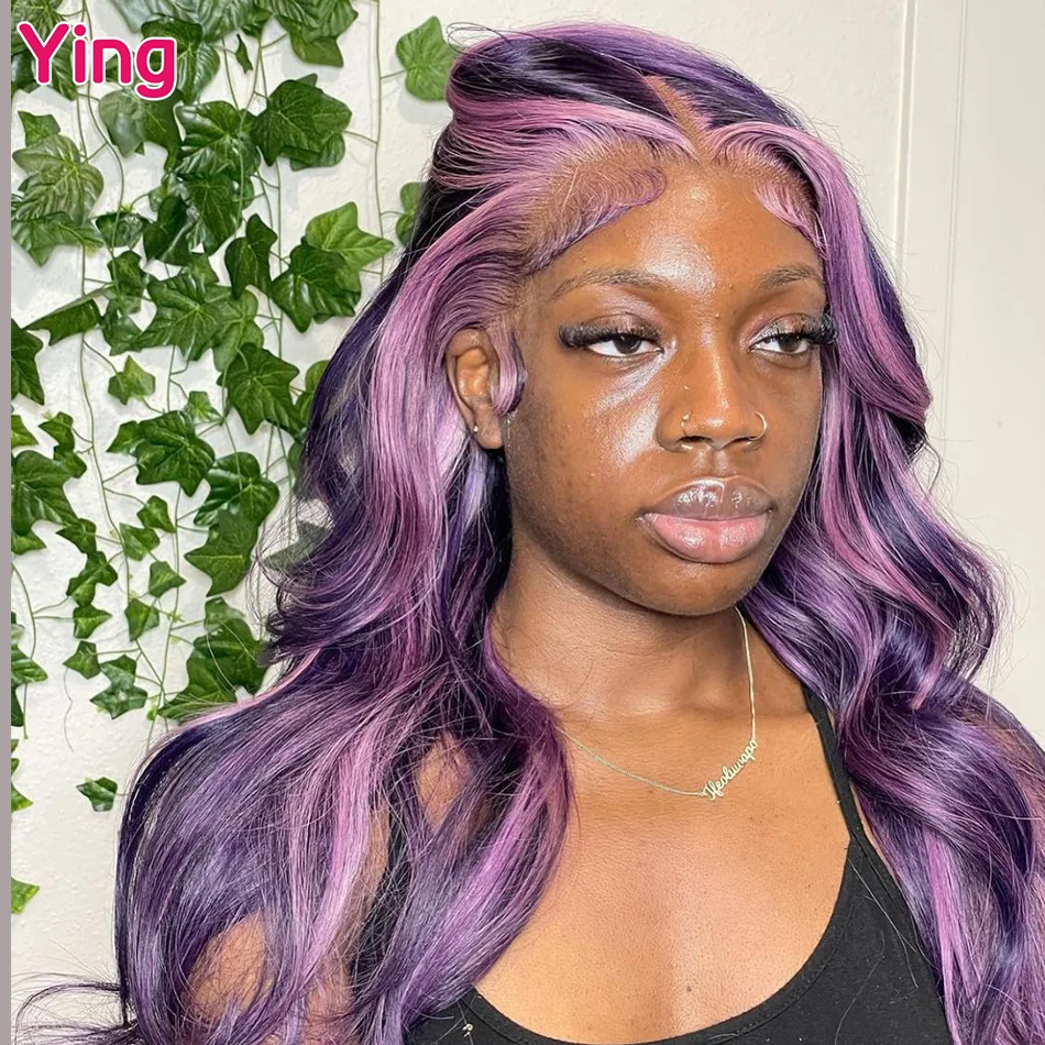 

Ying Hair Highlight Purple PrePlucked With Baby Hair 34 Inch 13x6 Transparent Lace Front Wig 180% Body Wave 13x4 Lace Front Wig