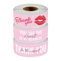 3inch1inch 120 pcsroll pink kiss thank you labels stickers for gift card box package wrapping party baking small business