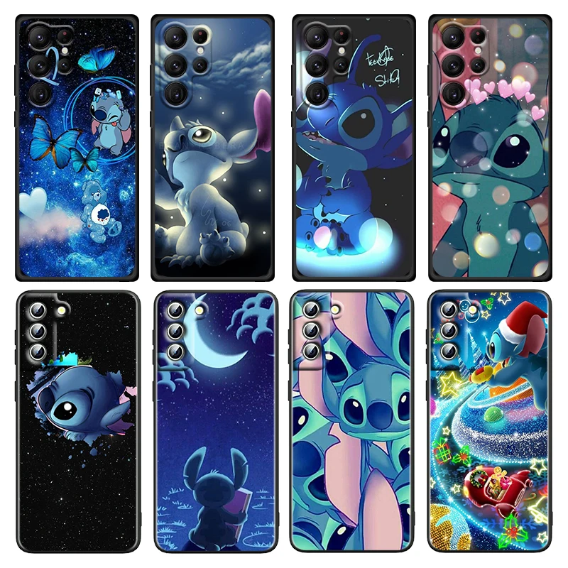 

Cute Disney Stitch For Samsung Galaxy S23 S22 S21 S20 S10 S9 Ultra Plus Pro 4G 5G silicone Soft Black Phone Case