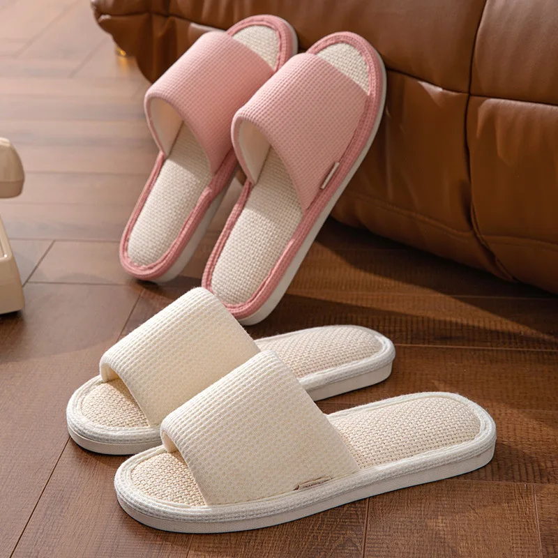 

Wholesale of linen slippers, four season anti-skid and odor-proof soft soles, household cotton and linen sandals, silent at home