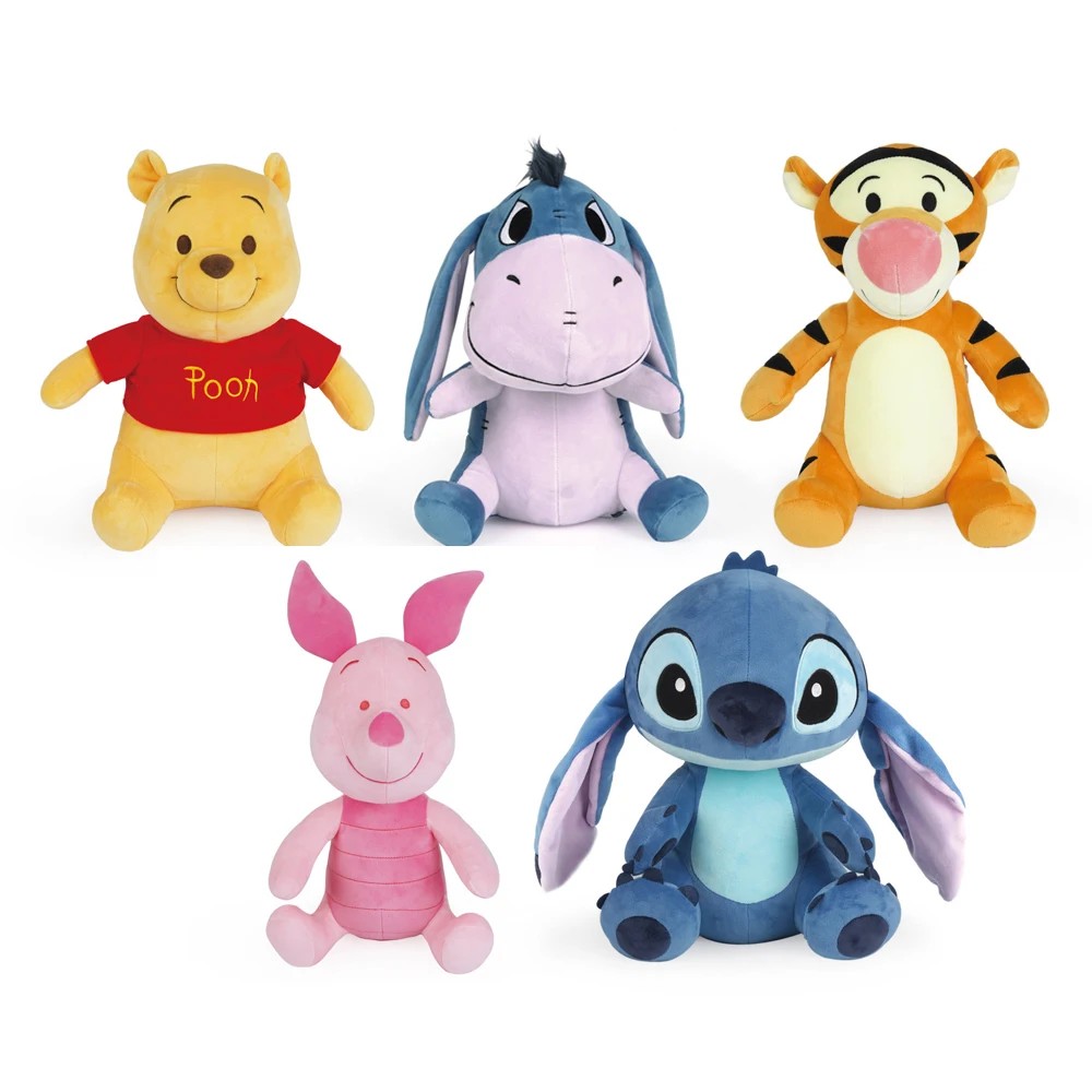 

Disney Winnie the Pooh and Tigger Too Plush Toy Stitch Donkey Piglet Pig Eeyore Kawaii Stuffed Animals Dolls for Birthday Gifts