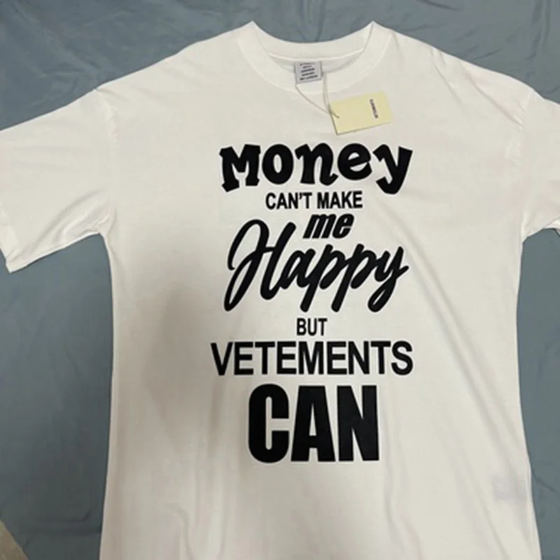 

Oversize VETEMENTS T-shirt MONEY CAN'T MAKE ME HAPPY Print Vetements Short Sleeve