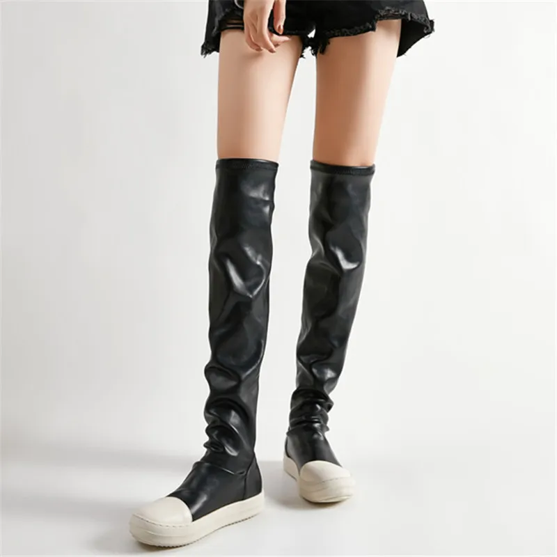 

2023 Hot Sale New Women's Fashion Knee High Boots Luxury Brand Designer Simple Casual Women Flat Shoes Sexy Slim Elastic Boots