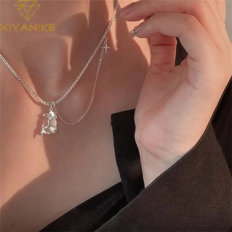 

XIYANIKE Irregular Zircon Starburst Pendant Necklace For Women Girl Fashion New Jewelry Ladies Gift Party Wedding Collier Femme