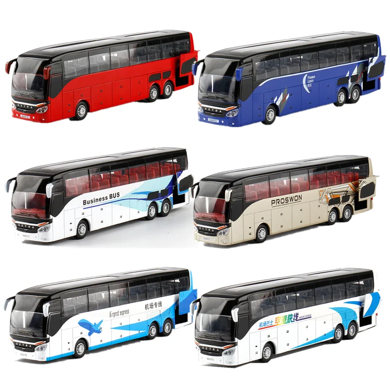

1/32 Simulation alloy bus business airport bus tour sightseeing long-distance luxury bus toy car model five doors