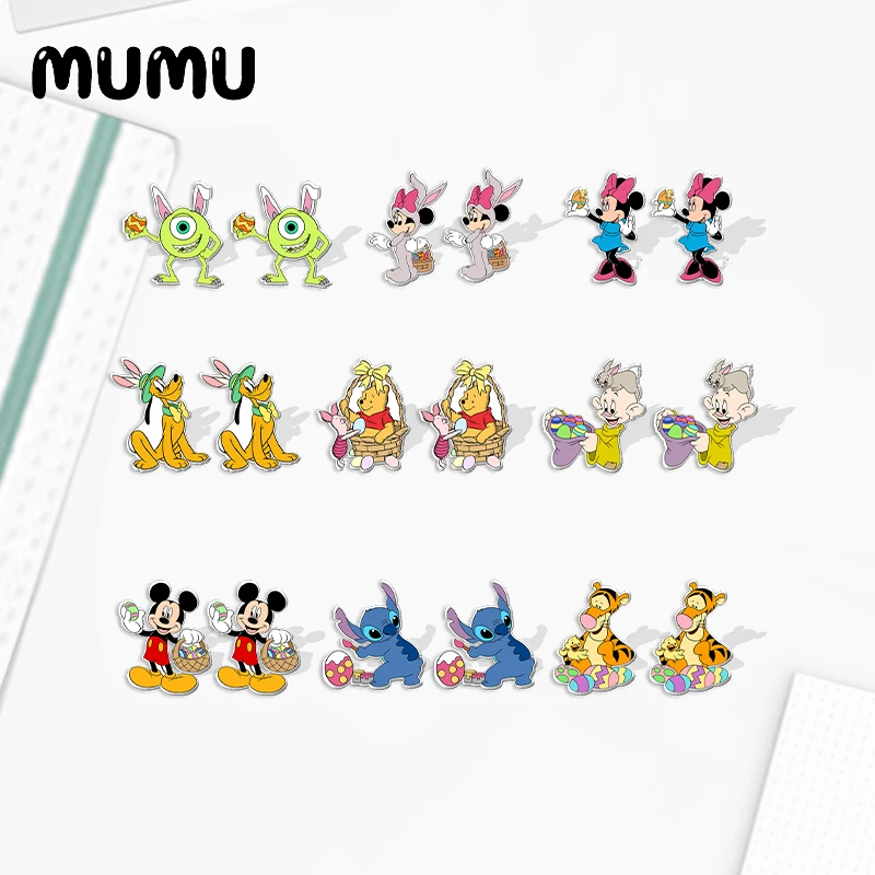 2024 Новые Пасхальные серьги-гвоздики с Микки и Минни Дейзи Плутон Ститч акриловые