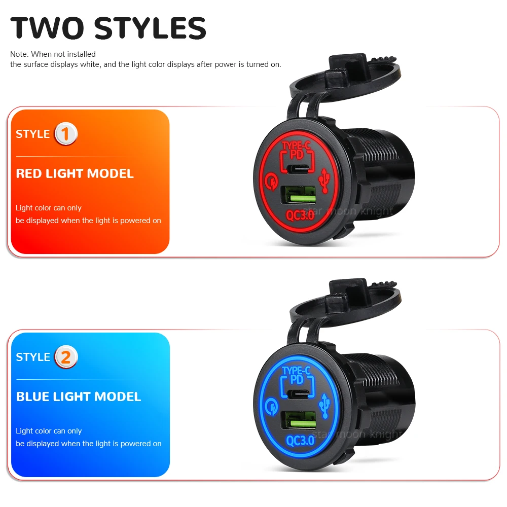 Быстрое зарядное устройство NX400 с двумя разъемами USB Type-C и QC3.0 для мотоциклов Honda NX