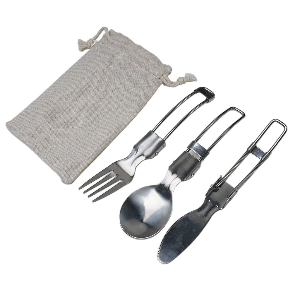 

Foldable Camping Spoon Fork Chopsticks Flatware Outdoor Picnic Cutlery Set Stainless Steel Utensil Spoon Set Camping Equipment