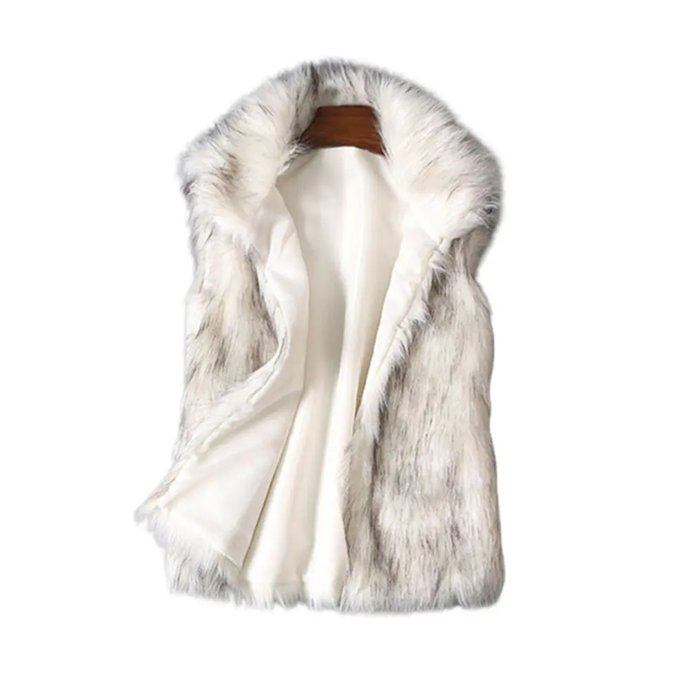 

Solid Color Women Fur Vest Wool Stand Collar Keep Warm Thick Female Faux Fur Coat Fashion Winter Casual Loose Lady Vest Jacket