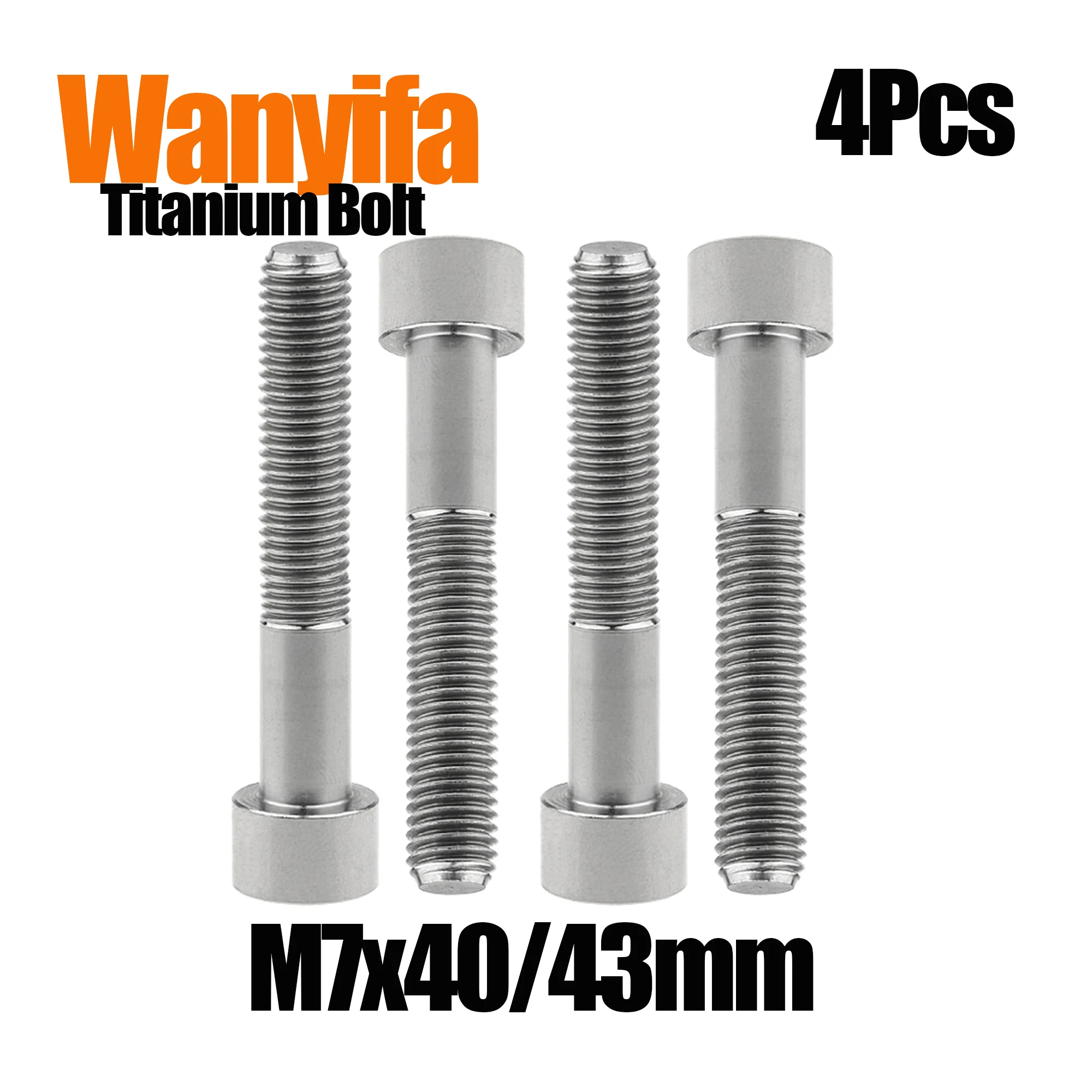 

Wanyifa Titanium Alloy Bolts M7x40/43mm Hexagon Socket with Cylindrical Head Screws for MTB Part Fasteners 4Pcs