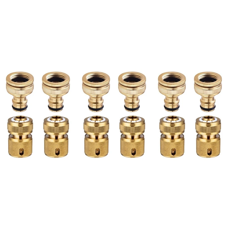 Practical 12 Pieces Garden Hose Tap Connector 1/2 Inch And 3/4 Inch Size 2-In-1 And 1/2 Inch Hose Pipe Quick Connector