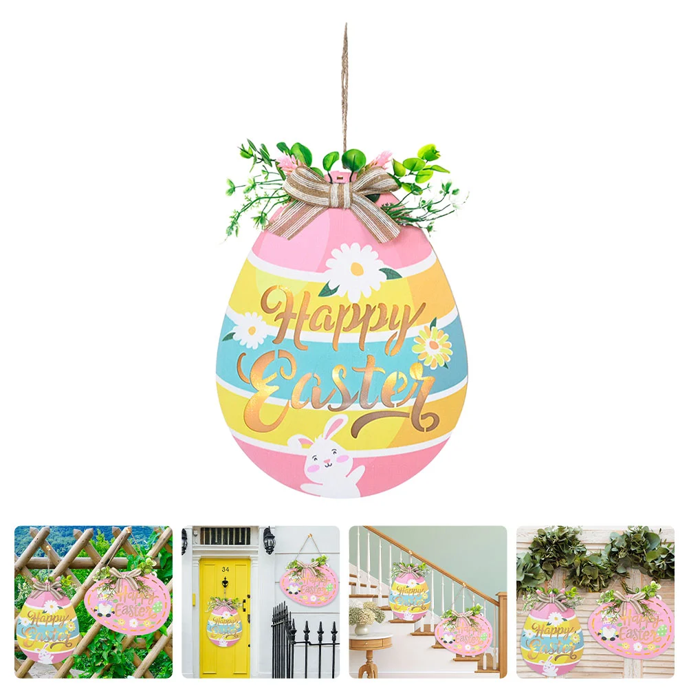 

Exquisite Egg Shaped Easter Door Decor Wooden Easter Decor Festival Door Decor