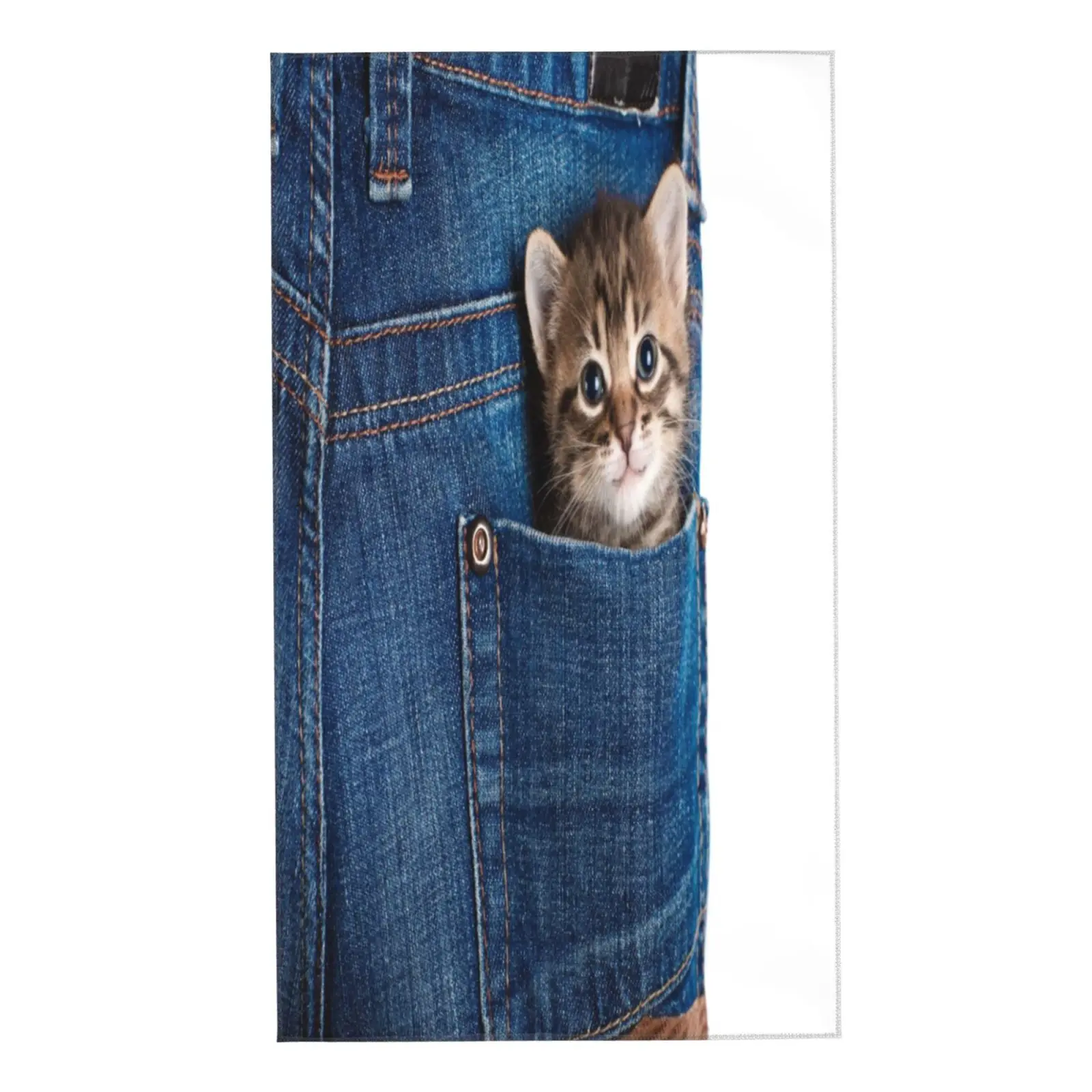 

Полотенце для лица Милая забавная кошка маленький котенок сидящий в кармане синие джинсы мягкое банное полотенце для отелей