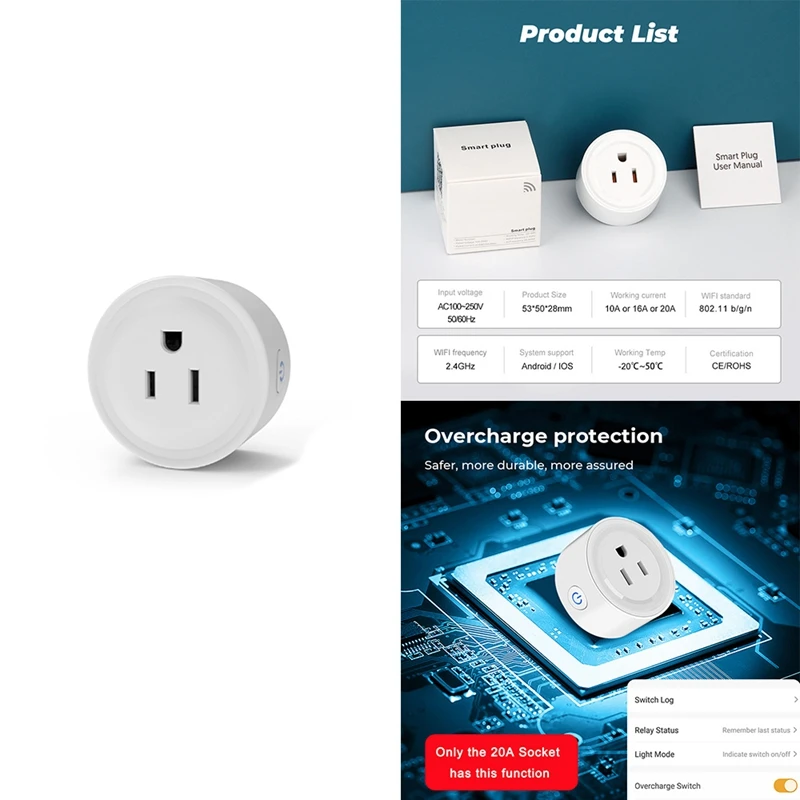 

New Smart Socket Plug US Tuya WIFI Smart Home Automation Monitor Timer Electronic Outlet For Google Home Alexa US Plug