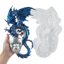 DIY Fly Dragon Skull Silicone Mould Resin Epoxy Craft Casting Mold Handmade Halloween Home Wall Decoration Crafts Making Tools 