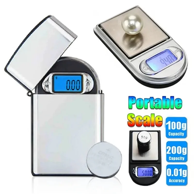 Mini Pocket Lighter Scale 100g/200g Precision Digital Scales For Jewelry Diamond Reloading Kitchen 0.01 Weight Electronic Scale
