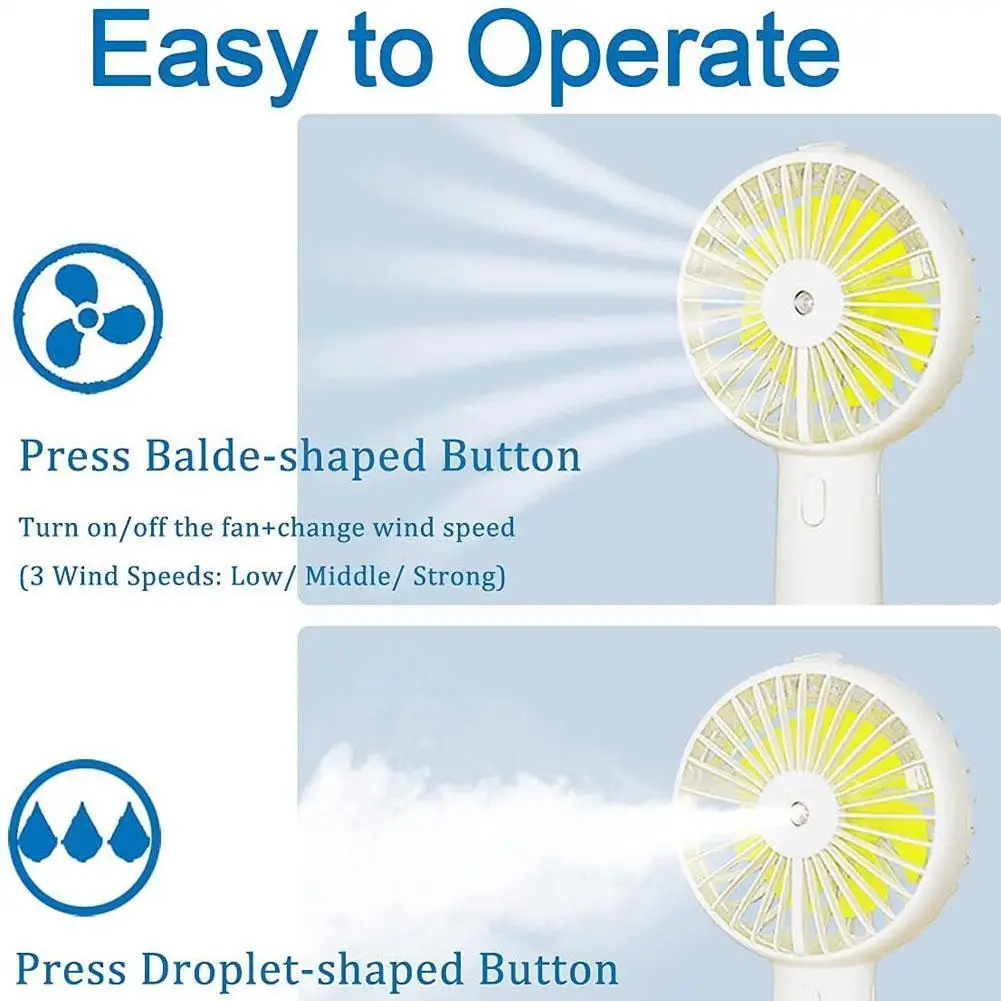 

Mini Handheld Portable Water Mist Fan Silent USB Electric Desktop Air Cooling Gadget Rechargeable Battery Fans For Car Outd S0E0