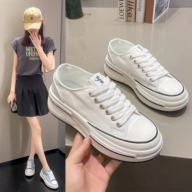 

2023 New Women Wedge Basket All-Match Clogs Platform Casual Female Sneakers Round Toe New Sports Summer Creepers Kawaii Shoes