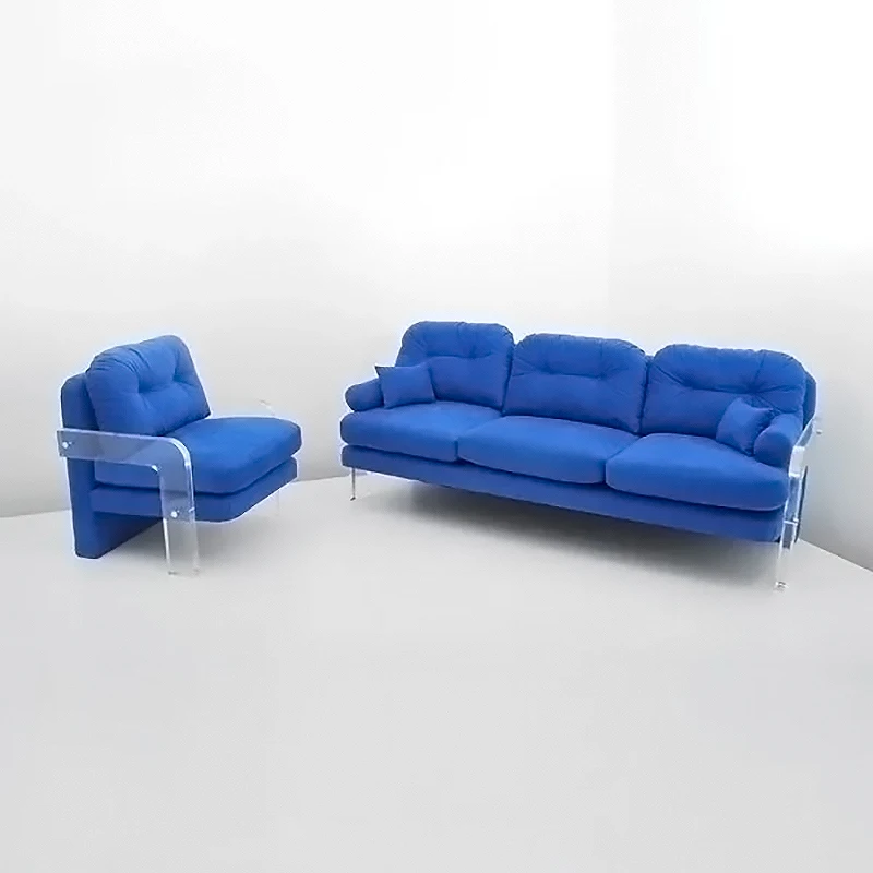 

Italian Light Luxury Imported Transparent Acrylic Sofa Nordic Creative Personality Flannel Leisure Chair Sofa Chair Reception