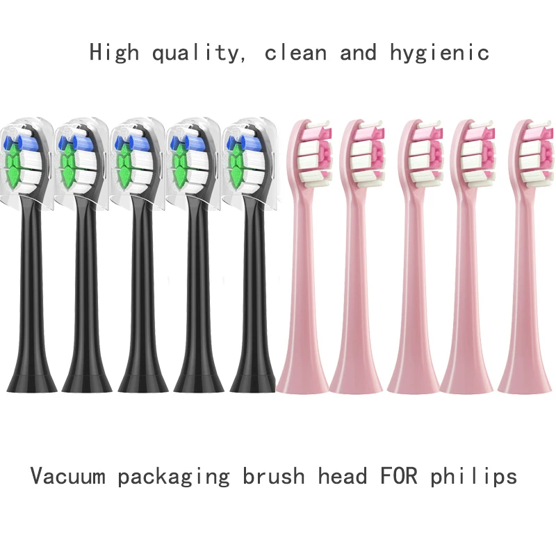 10PCS Replacement Brush Heads For Philips HX6064 HX6930 HX6730 Sonic Electric Toothbrush Vacuum DuPont Soft Bristle Nozzles