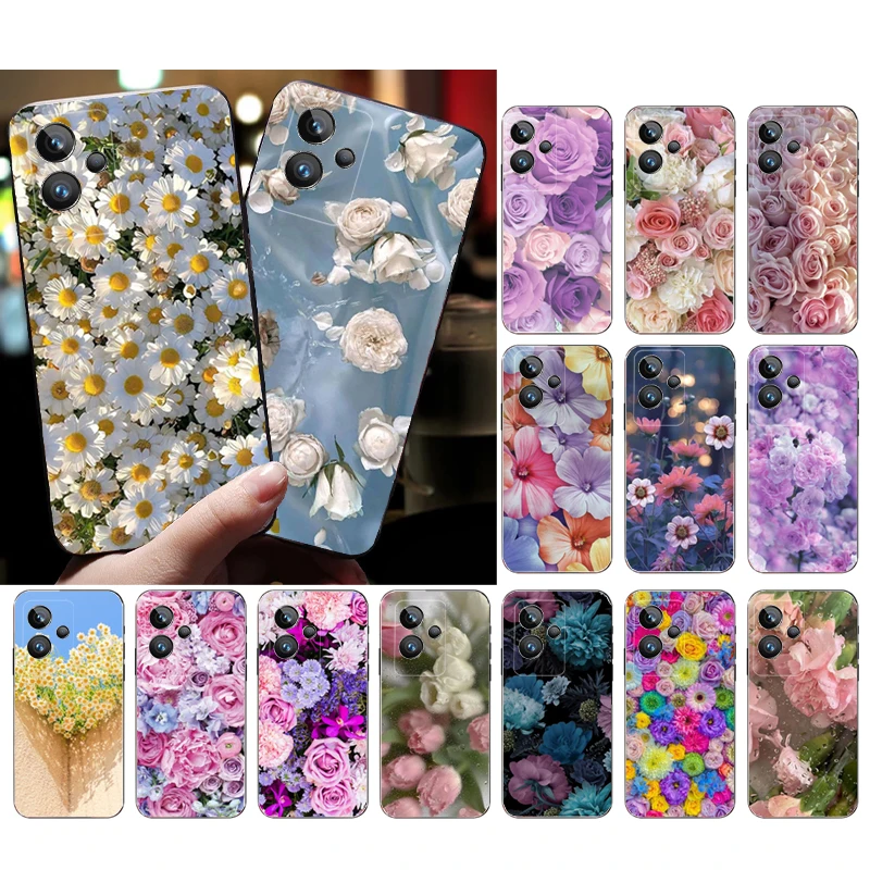 

Phone Case for Realme 10 Pro Plus 9 8 7 6 Pro Realme GT 2 Pro X2 Pro C21Y C11 RealmeX3 SuperZoom Flower Peony Rose Case