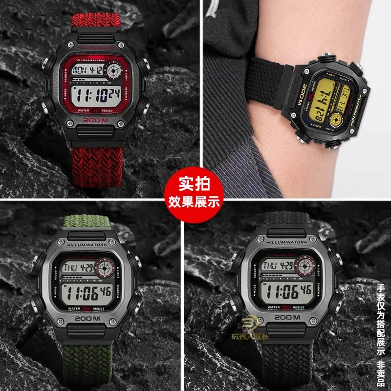 Фото Быстросъемный эластичный нейлоновый ремешок для часов Casio A158 A168 f91w AE-1200WHD/A159/A169 AE1300, ремешок для часов с магнитной пряжкой, браслет №4