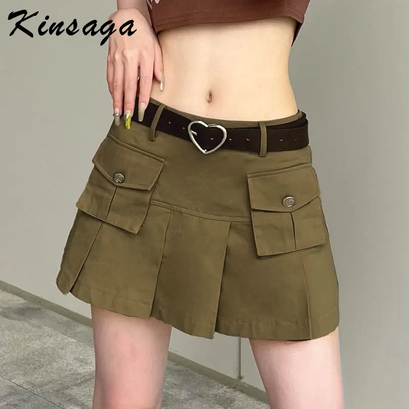 

Мини-юбка-карго цвета хаки, с заниженной талией и карманами