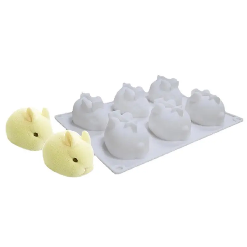 

6 Holes Rabbit Easter Silicone Mold Single 3D Bunny Cake Mould Handmade Soap Candle Model Mousse Cake Decorating Tools Bakeware