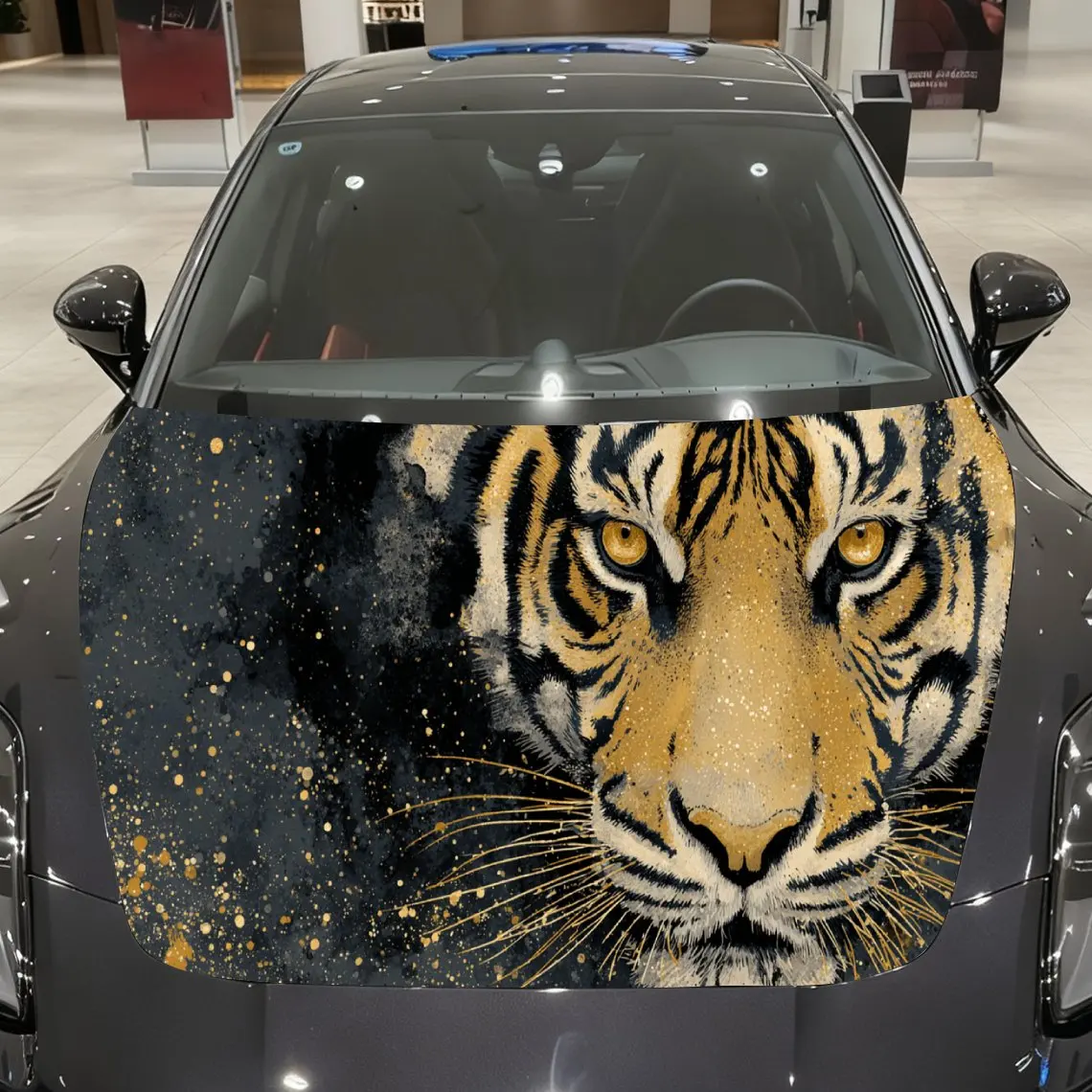 Фото Золотой тигр, наклейка на капот автомобиля, ПВХ, самоводонепроницаемая палка, яркие внешние аксессуары для автомобиля, декор, защитный подарок для любителя автомобилей №4