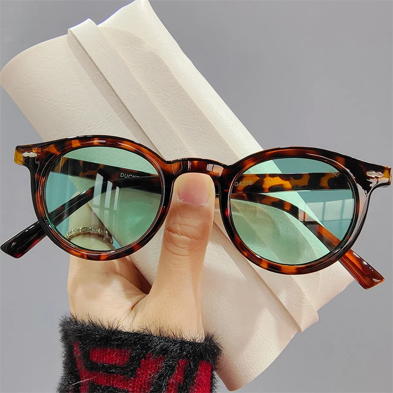 

Retro Men Small Round Sunglasses Vintage UV400 Leopard Frame Women 2022 Anti Glare Brand Designer Summer Eyeglasses