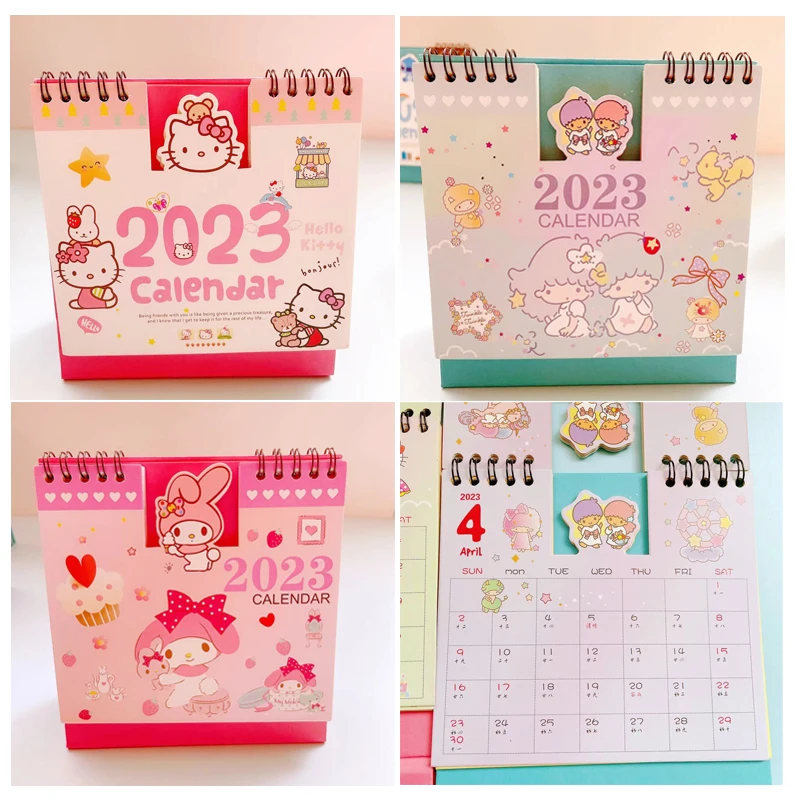 

Sanrios My Melody Little Twin Star HelloKittys 2023Year Desktop Diary Desk Calendar Anime Cartoon Monthly Calendar Schedule Book