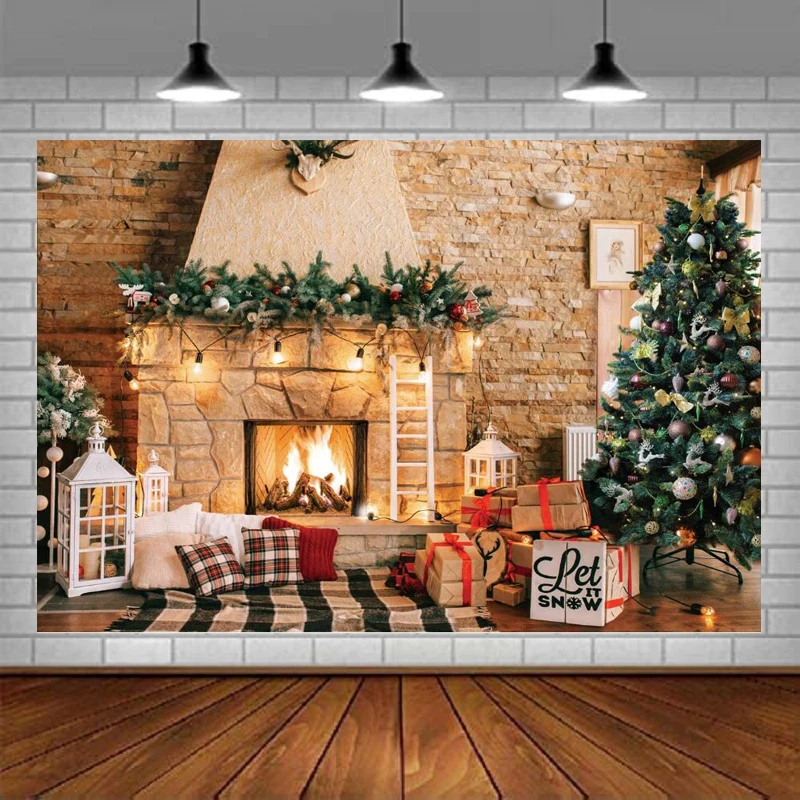

Фон для фотосъемки Рождественская елка камин украшение Фотофон баннер принадлежности для вечерние реквизит для фотостудии