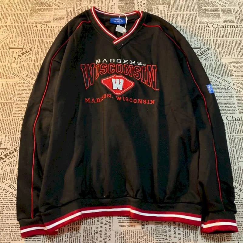 Хлопковая футболка в стиле ретро для мужчин и женщин Свободный свитшот с