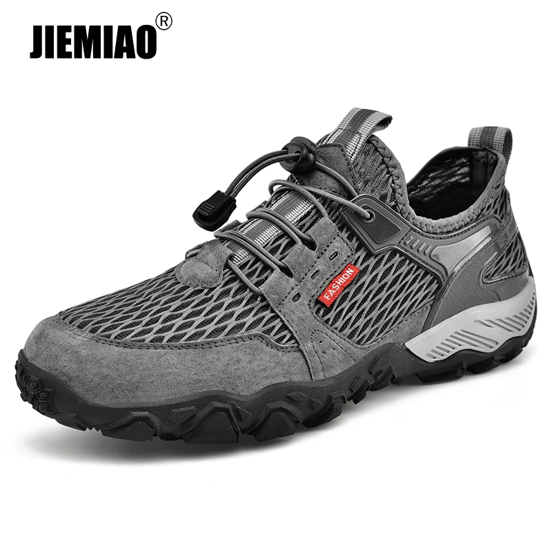 

JIEMIAO Summer Men Hiking Shoes Mesh Breathable Desert Training Sneakers Comfortable Climbing Sport Shoes Outdoor Trekking Shoes