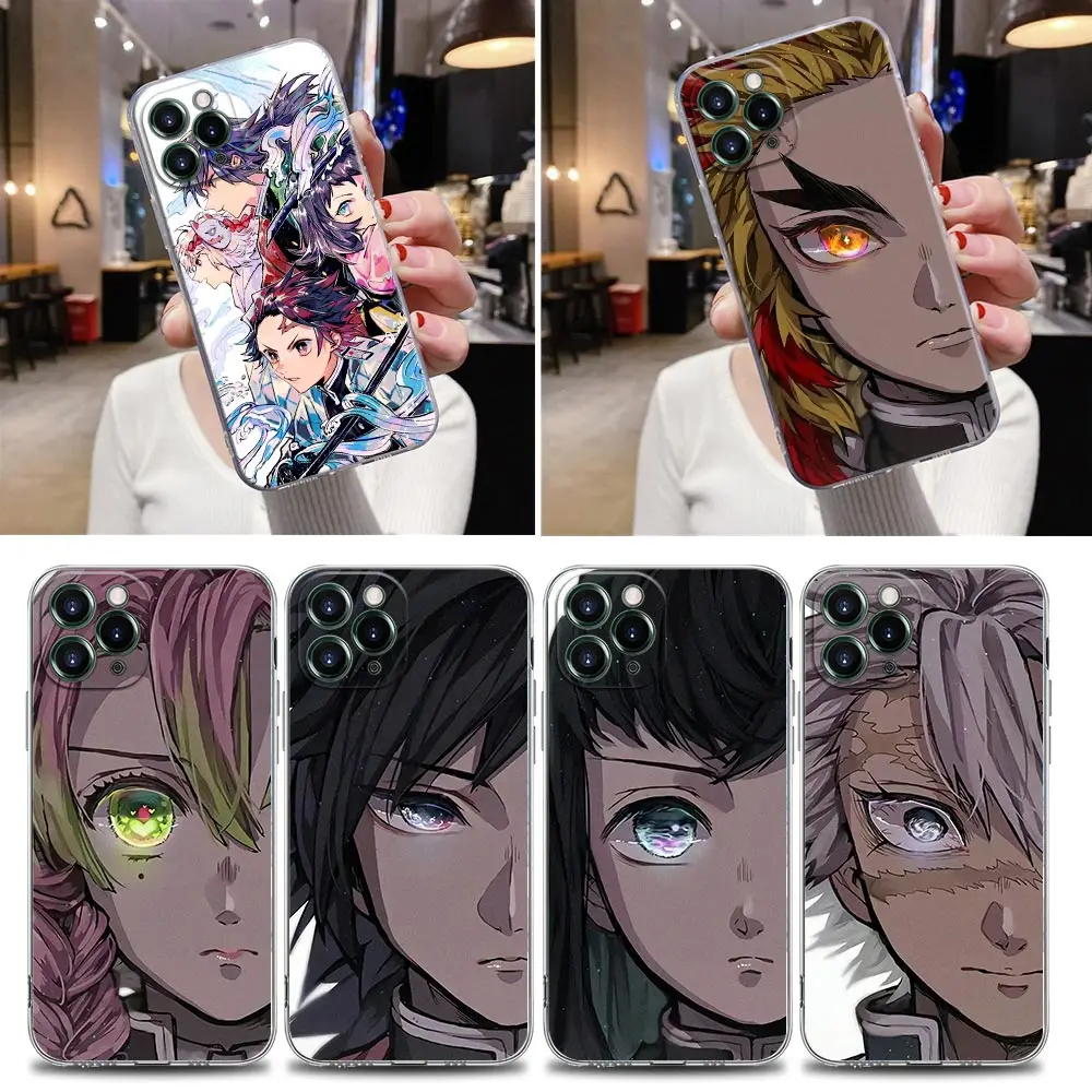 

Japan Anime Demon Slayer Kimetsu No Yaiba Head Clear Phone Case For iPhone 13 11 12 14 Pro Max XS XR 7 8 14 Plus Case Back Cover