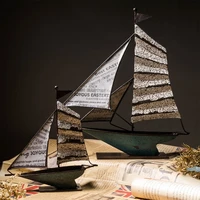 nordic sailboat model ornaments wrought iron retro home decor accessories creative mediterranean style accessory for living room