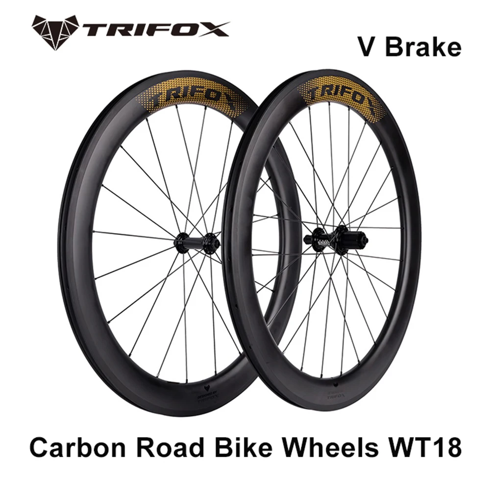 

TRIFOX Carbon Wheels V Brake 700C Road Bike Wheelset WT18 Quick Release Ultralight Wheel For Road Bicycle 40 45 50 60mm Clincher