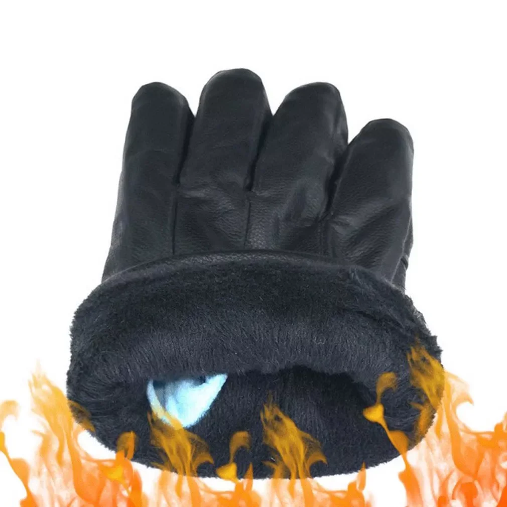 

Winter Warm Leather Gloves Men Velvet Thick Stitching Sheepskin Gloves Outdoor Sports Riding Motorcycle Gloves