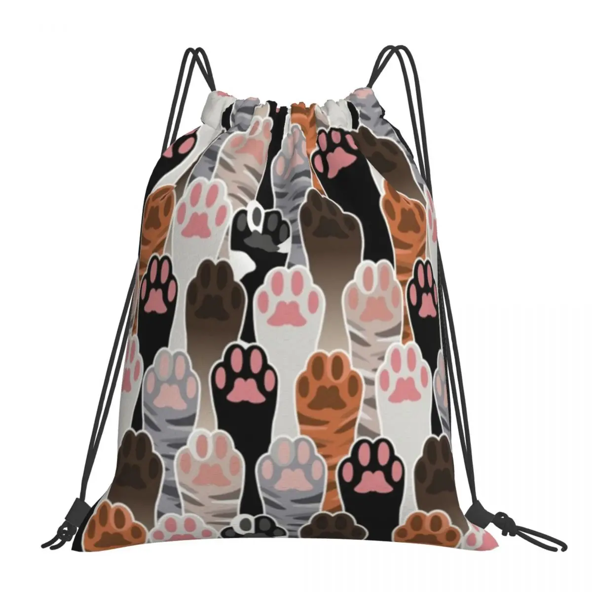 

Many Cat Paws Pattern Backpacks Casual Portable Drawstring Bags Drawstring Bundle Pocket Shoes Bag Book Bags For Man Woman