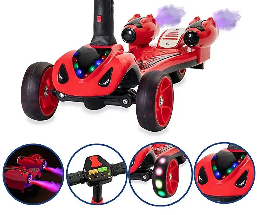 ES-Y1 Kids Rocket Kick Scooter Real Smoking Music and LED Light Portable Foldable enlarge