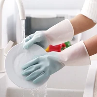 household dishwashing gloves womens clothes washing artifact waterproof rubber gloves thin household dishwashing latex gloves
