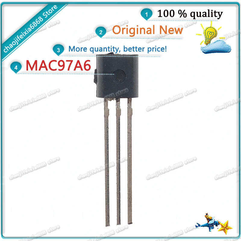 100 шт./лот! Двунаправленный Тиристор MAC97A6 MAC 97A6 TO-92 400 А В тиристор транзистор |