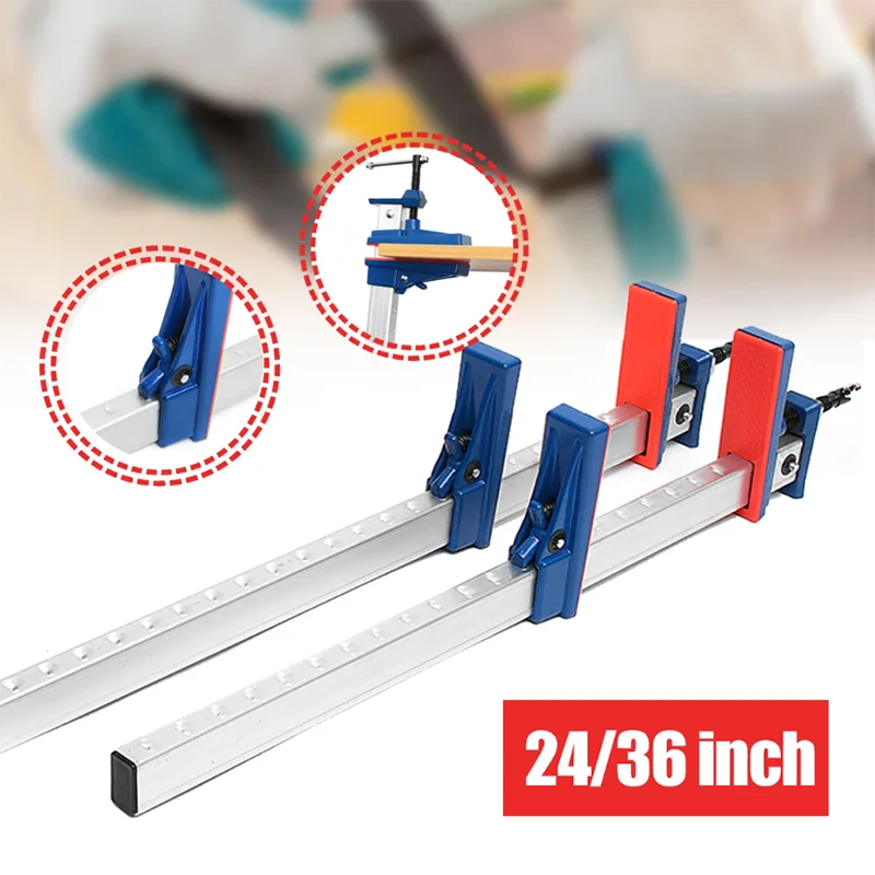 

24 36 48 Inch Aluminum F-Clamp Bar Heavy Duty Holder Grip Quick Release Parallel Adjustable Guide Rail Fixture Woodworking Tool