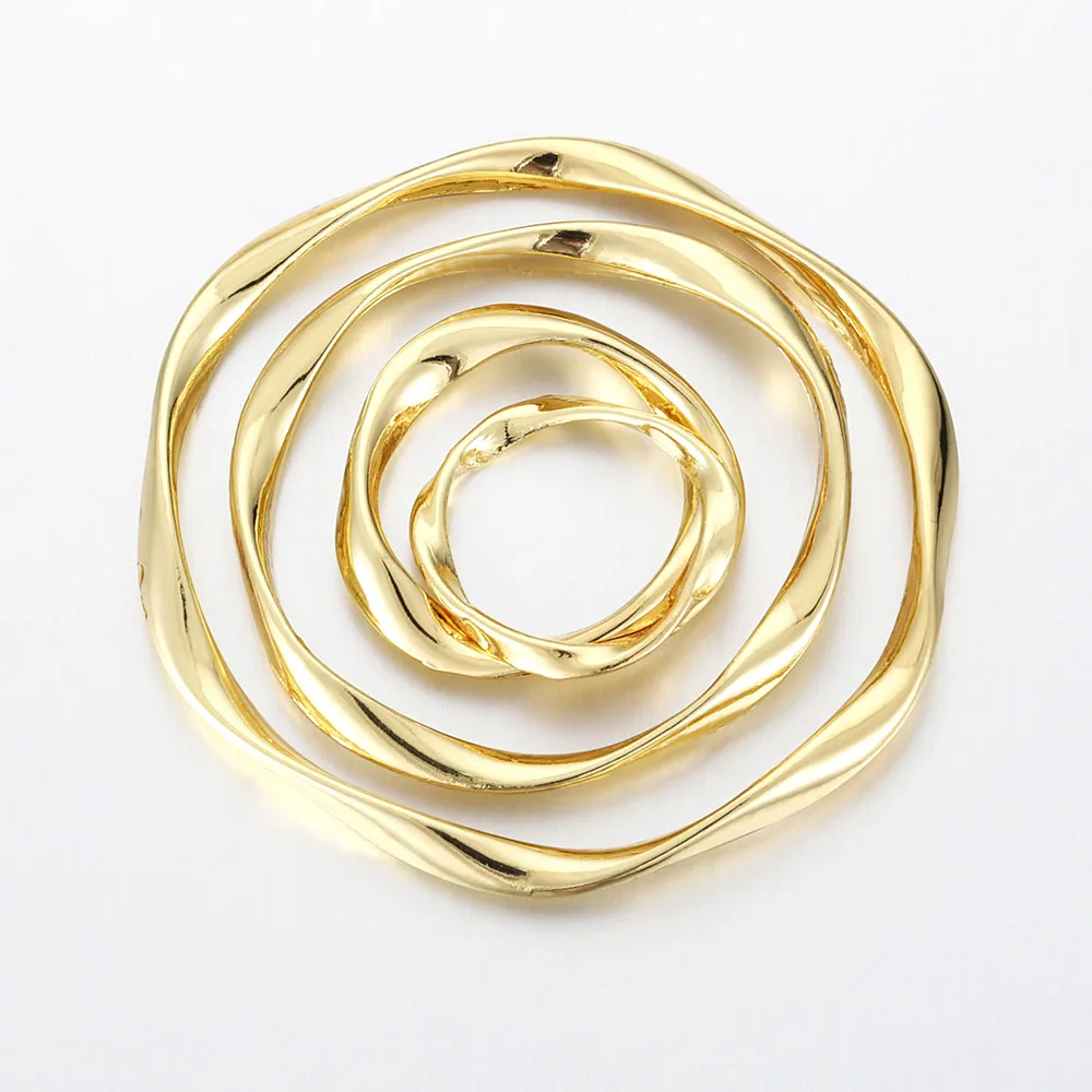 

4pcs 17/20/32/42mm 14K Gold Color Brass Twist Circle Connect Charms for Jewelry Making DIY Earring Necklace Pendants Findings