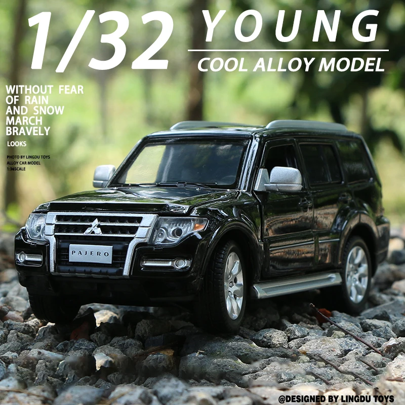 

1/32 Scale Pajero V97 SUV Alloy Car Model Diecast & Sound Light Steering Shock Aabsorber Off Road Toys Vehicle For Kids