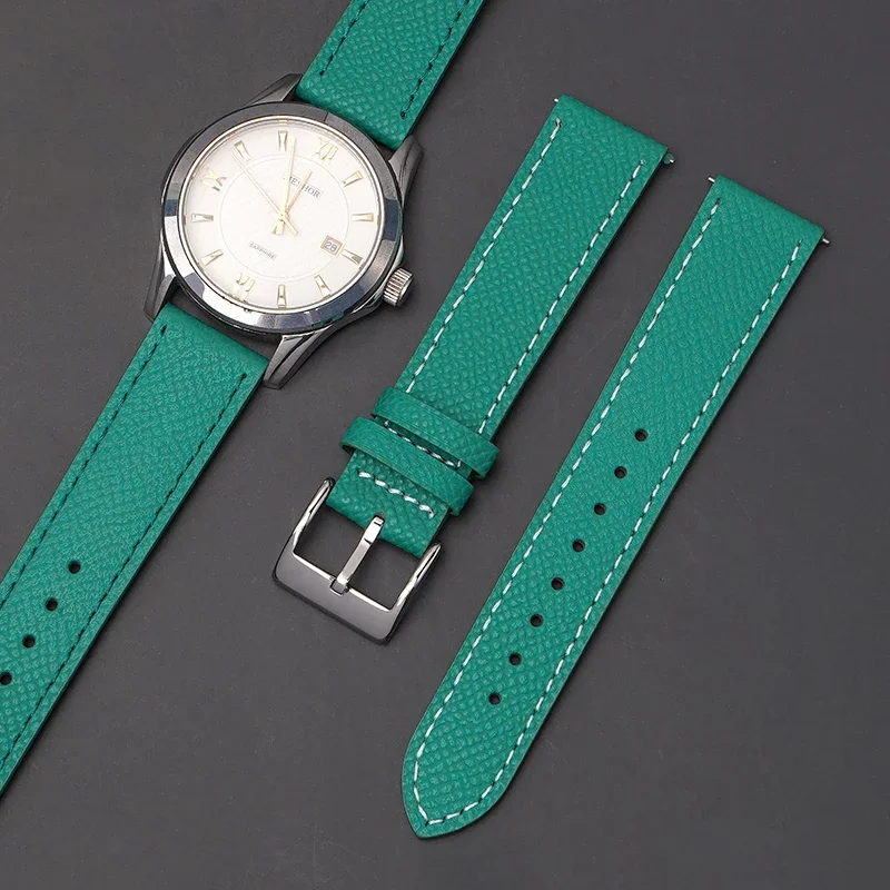 Фото Ремешок из натуральной кожи для часов Seiko Rolex, винтажный быстросъемный браслет из воловьей кожи для MoonSwatch, 18/20/22 мм №5