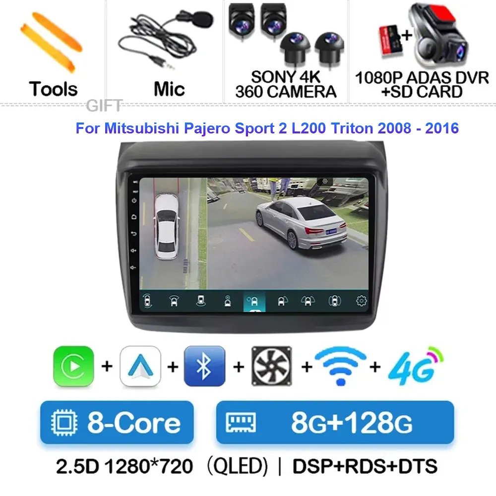 

Автомобильный радиоприемник, мультимедийный видеоплеер для Mitsubishi Pajero Sport 2 2008-2016 L200 4 2006-2015 Android 15 2 Din Carplay Auto GPS